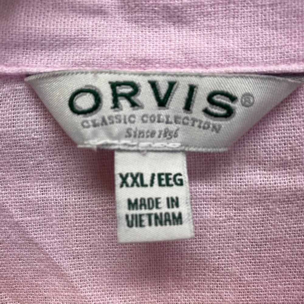 Orvis Pink Linen Blend Long Sleeve Roll Tabs Button Front Shirt‎ Women XXL - Picture 4 of 10